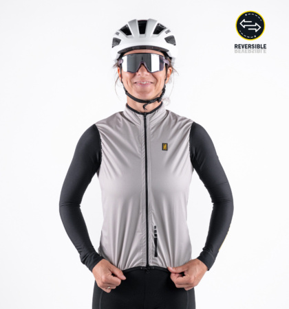 Gilet vélo réversible femme PURE TECH STONE/BLACK