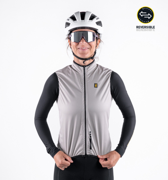 Chaleco ciclista reversible para mujer PURE TECH STONE/BLACK