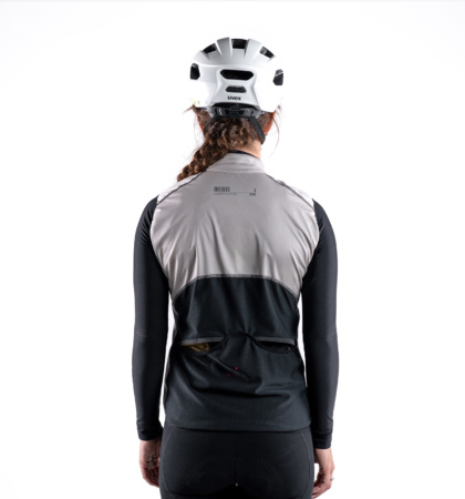 Women reversible cycling vest PURE TECH STONE/BLACK