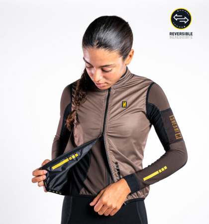 Chaleco ciclista mujer reversible PURE TECH TIERRA/BLACK