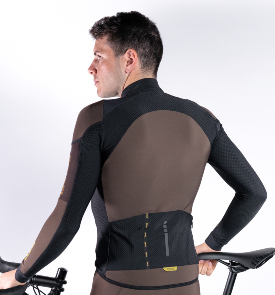 Winter cycling jersey PURE LEVEL DARK BROWN