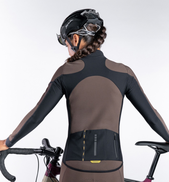 Female winter cycling jersey PURE LEVEL DARK BROWN