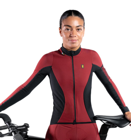 MAILLOT CICLISMO INVIERNO MUJER ROJO